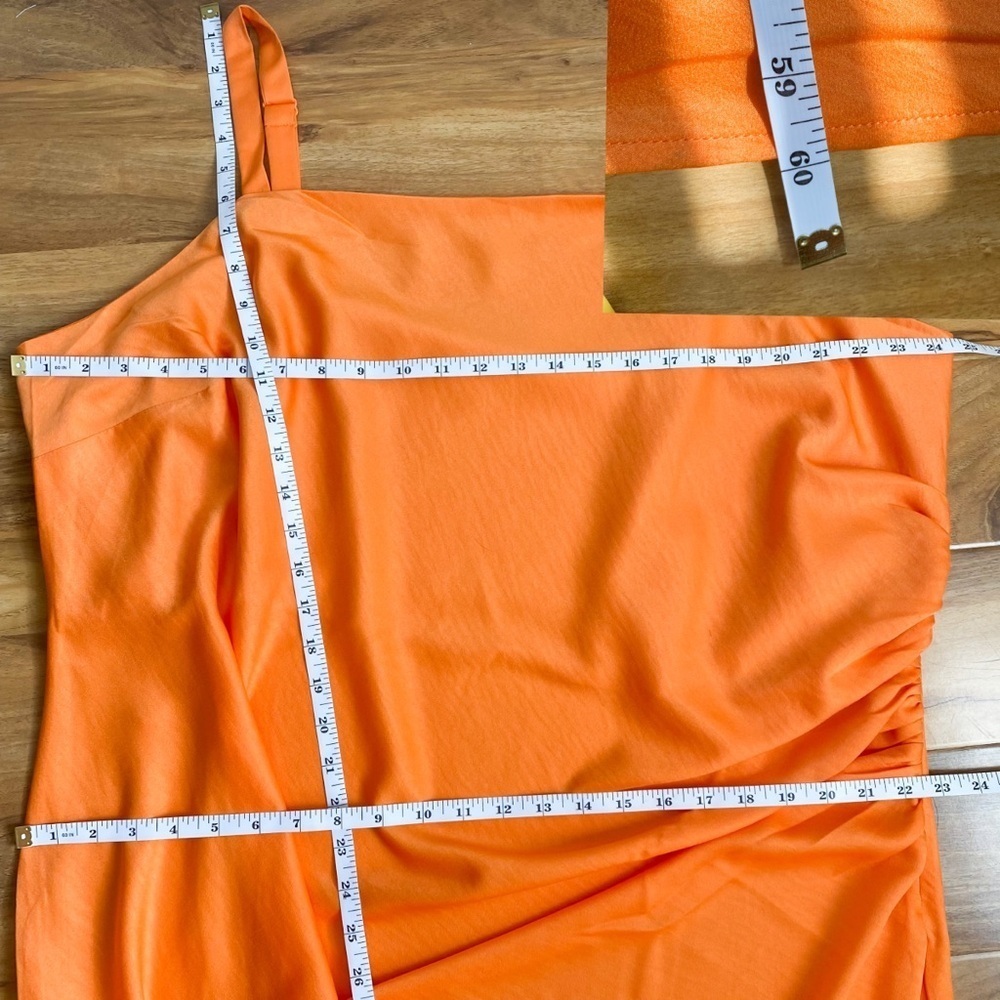 Skies Are Blue Curvy Orange Cami Split Satin Midi Dress 90’s Wedding Formal 3X - Picture 11 of 11